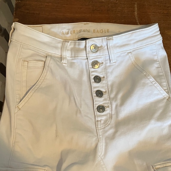 American Eagle O Nxt Level Stretch Super HR White Cargo Pants • Painter/Ut Style - Picture 2 of 7
